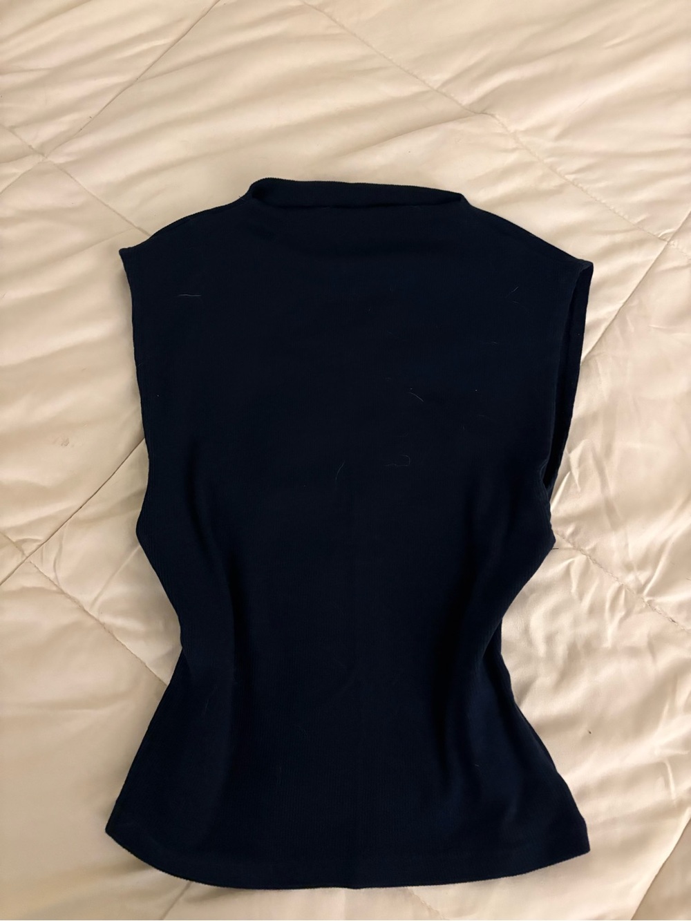 Stradivarius Women’s Navy Sleeveless Mock Neck Knit Top